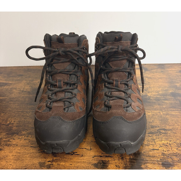 Brazos Iron Force Steel Toe Hiker Boots Mens Sz 9.5 Brown Leather Safety‎ - Picture 1 of 10
